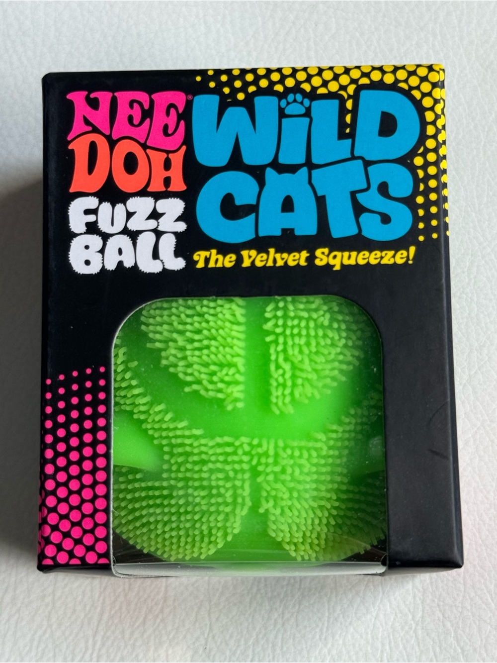 💚 RARE NeeDoh Wild Cat Fuzz Ball Green Peace Squishy Squeeze SHIPS TODAY!